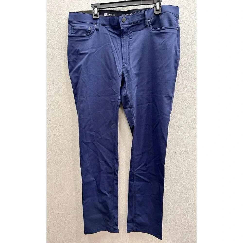 Mens Kenneth Cole Pants Blue 38 X 32 Blue Performance Tech 5 Pkt Pants New $60